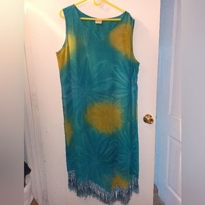 Turquoise and yellow dress 3x